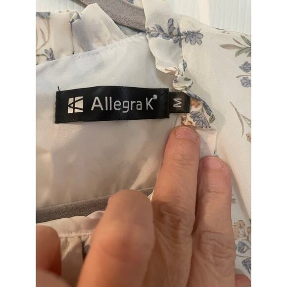 Allegra K Floral Chiffon Ruffle Mock Neck Swing Dress size medium - Picture 8 of 14